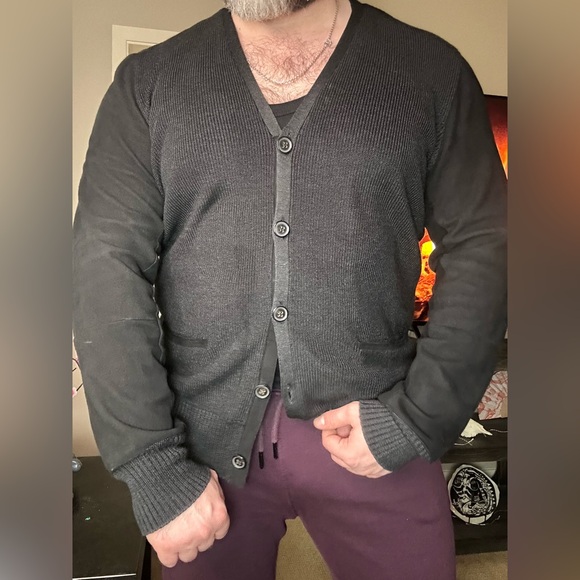 John Varvatos suede/cashmere/silk cardigan preowned excellent condition sz L - Picture 3 of 5